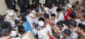 The Bai’at Ceremony - or inititation into the Ahmadiyya Muslim Jama’at - True Islam - at the hands of His Holiness the Khalifah of the Promised Messiah.