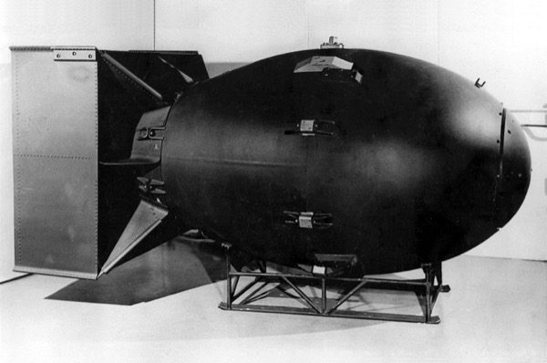Replica of the nuclear bomb dropped on Nagasaki, Japan, on August 9, 1945 during World War II. Nuclear warfare has drastically improved since then. (accessed via Wiki Commons).
