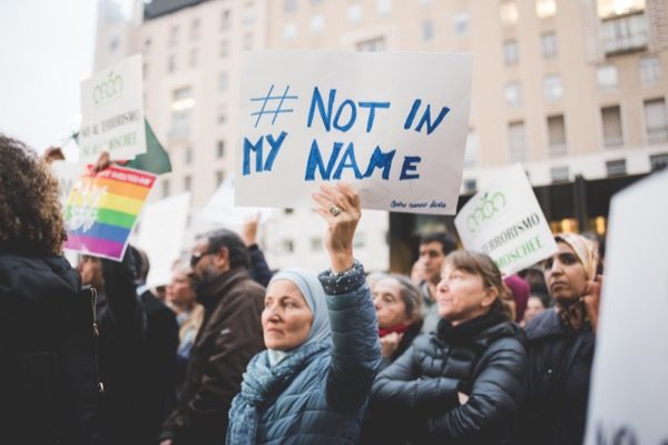 Muslims in Milan protest against the Paris terrorist attacks showing that the minority of extremists do not represent the true teachings of Islam. © Eugenio Marongiu | Shutterstock.com