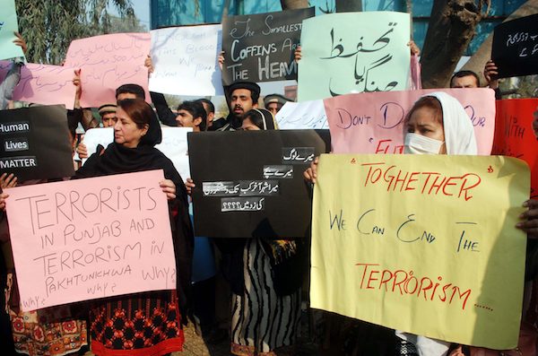 Protests are held by ordinary citizens because of the increasing tension in Pakistan as well as the rising threat of terrorist attacks which has de-stabilised the nation and is destroying peace. © Asianet-Pakistan | Shutterstock.com