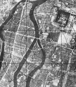 Satellite image of Hiroshima before the atom bombs were dropped