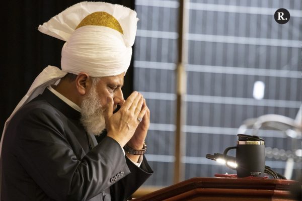 His Holiness, Hazrat Mirza Masroor Ahmad (aba), the fifth successor to the Promised Messiah (as) and the current worldwide head of the Ahmadiyya Muslim Community.