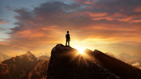 man on cliff