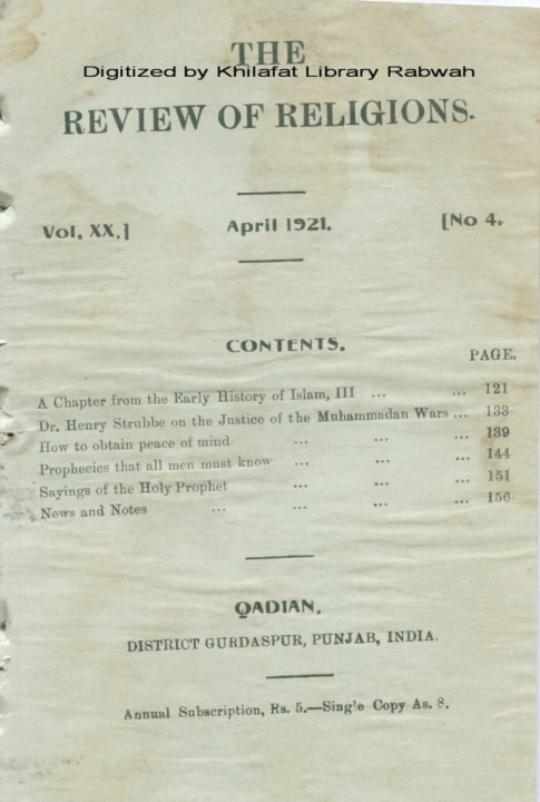 The Review of Religions April 1921