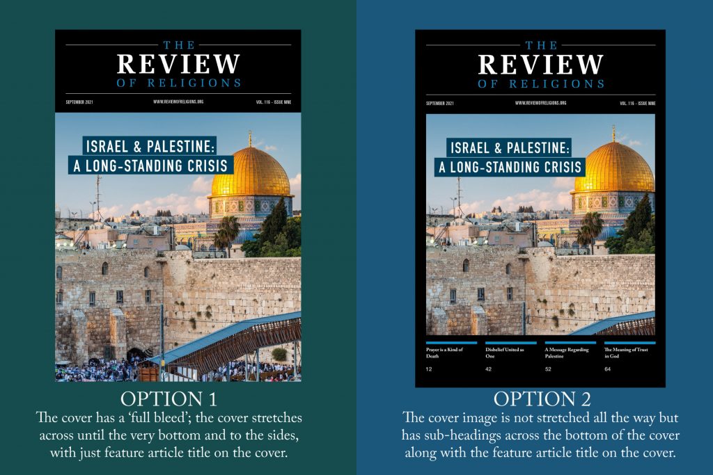 feedback - The Review of Religions print cover designs side by side