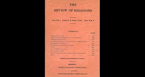The 100-Year Rewind: Review of Religions August & September 1920 Edition